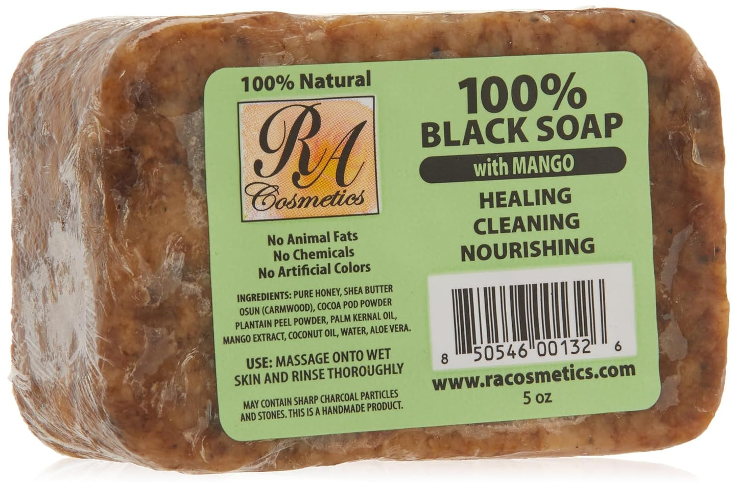 100% Natural African Black Soap, Mango Scent, 5 Oz, 141G