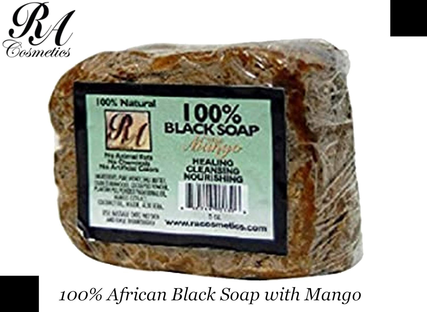100% Natural African Black Soap, Mango Scent, 5 Oz, 141G