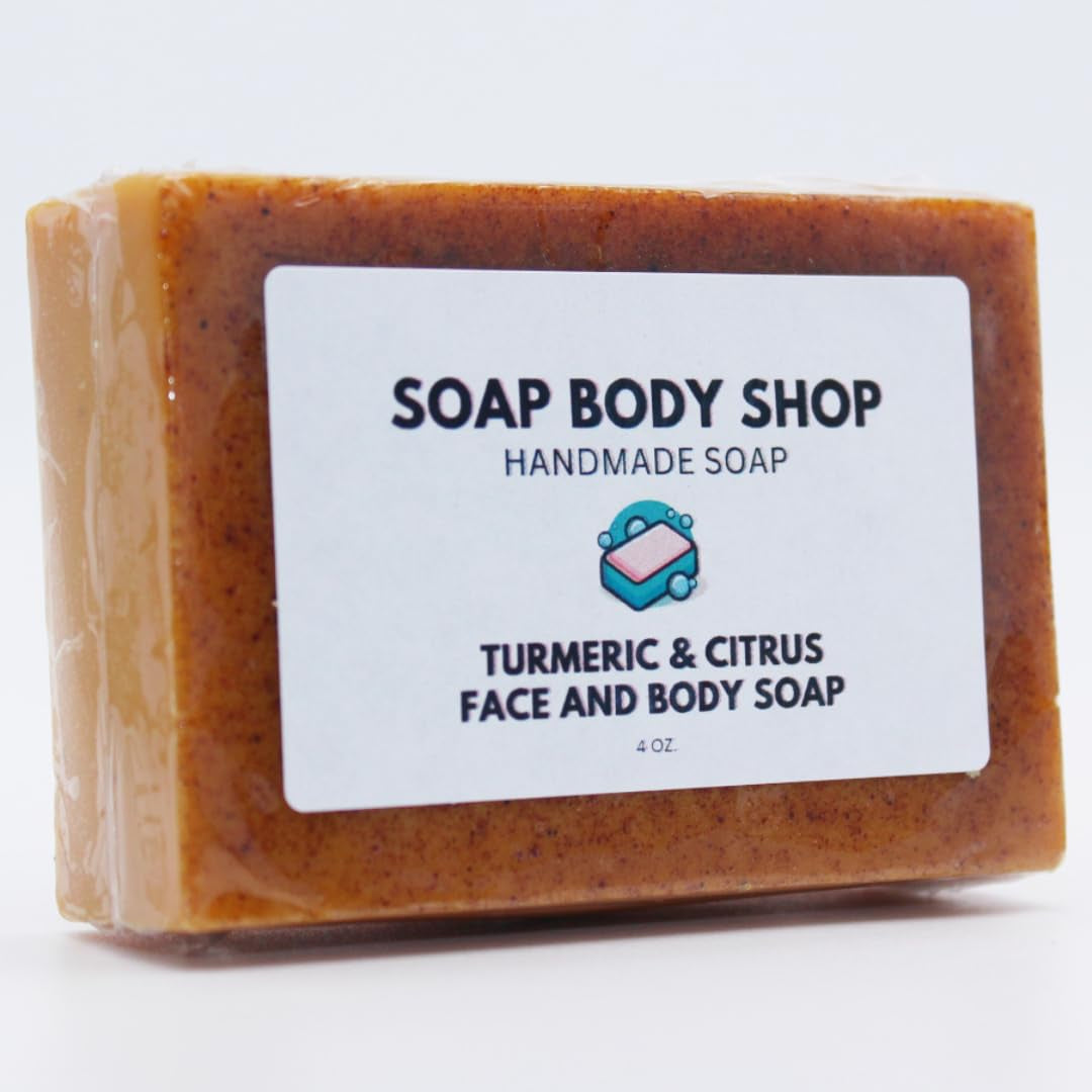 Turmeric & Citrus Essential Oils Brightening Soap, NO KOJIC ACID, Dark Spot Remover, Turmeric Soap Face & Body, Hyperpigmentation, Even Out Skin Tone, Nourishing Goat Milk, 4 Oz. (1 Pack)