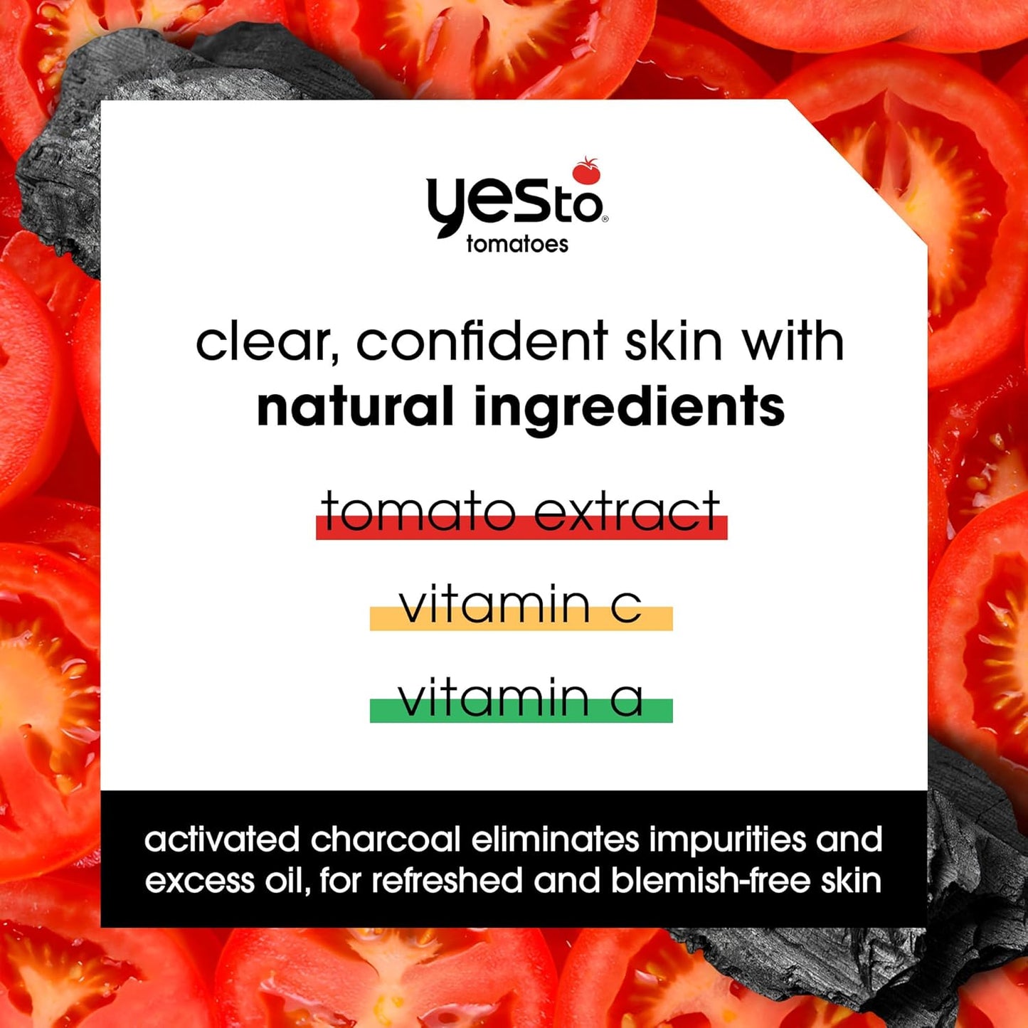 Tomatoes Clear Skin Detoxifying Charcoal Mud Mask for Acne Prone Skin Draw Out Impurities and Prevent Breakouts Contains Salicylic Acid 96 Natural Ingredients, Red, Tomato, 2.006 Fl Oz