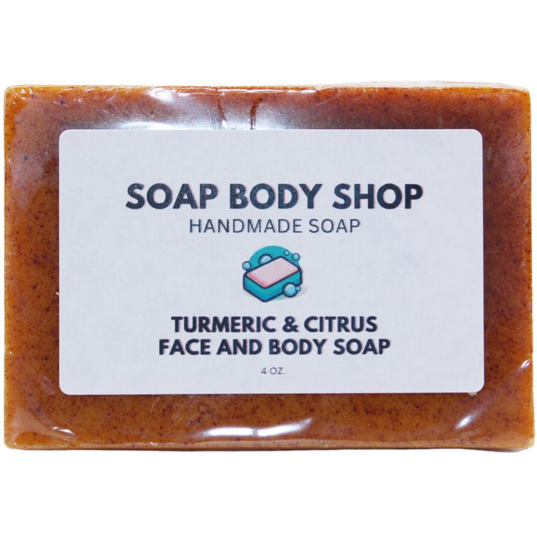 Turmeric & Citrus Essential Oils Brightening Soap, NO KOJIC ACID, Dark Spot Remover, Turmeric Soap Face & Body, Hyperpigmentation, Even Out Skin Tone, Nourishing Goat Milk, 4 Oz. (1 Pack)