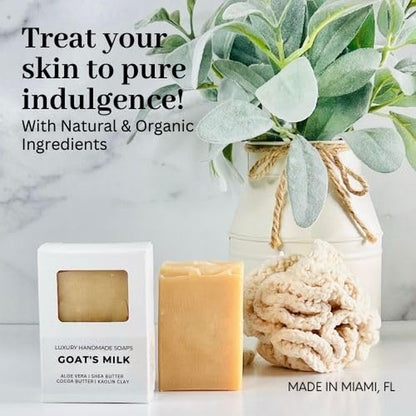Goat’S Milk and Shea Butter Handcrafted Soap | 100% Natural | Organic Ingredients | Nourishes, Hydrates, and Revitalizes Your Skin | Gentle Formula for Hand, Face & Body | Miami-Made - 1 Bar