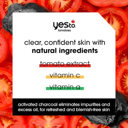 Tomatoes Clear Skin Detoxifying Charcoal Mud Mask for Acne Prone Skin Draw Out Impurities and Prevent Breakouts Contains Salicylic Acid 96 Natural Ingredients, Red, Tomato, 2.006 Fl Oz