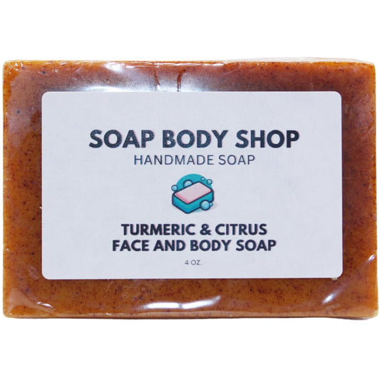 Turmeric & Citrus Essential Oils Brightening Soap, NO KOJIC ACID, Dark Spot Remover, Turmeric Soap Face & Body, Hyperpigmentation, Even Out Skin Tone, Nourishing Goat Milk,  4 Oz. (1 Pack)