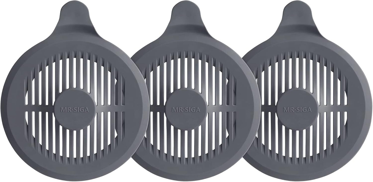 Shower Drain Hair Catcher, Silicone Hair Strainer for Bathtub, Bathroom Hair Stopper Drain Cover, 3 Pack, Gray