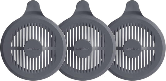 Shower Drain Hair Catcher, Silicone Hair Strainer for Bathtub, Bathroom Hair Stopper Drain Cover, 3 Pack, Gray